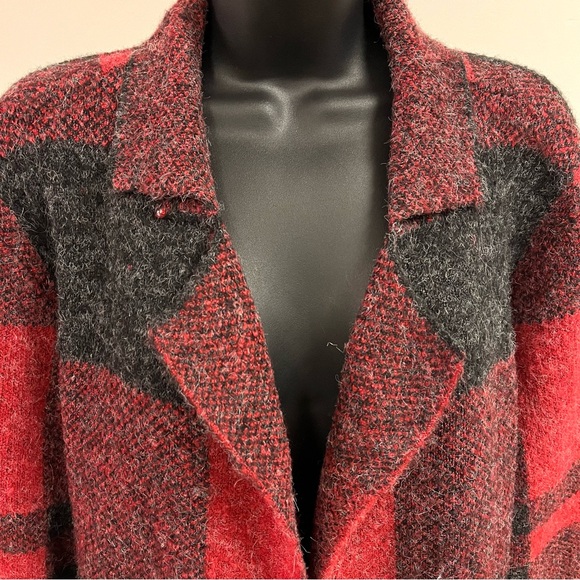 Allie & Rob Red Plaid Open Front Sweater Jacket Cardigan - Sz S - Picture 8 of 8